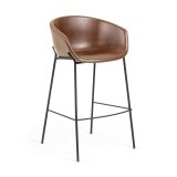 DE_Tabouret de bar Yvette en polyuréthane marron hauteur 74 cm