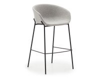Taburete Yvette piel sintética y acero con acabado negro altura 74 cm