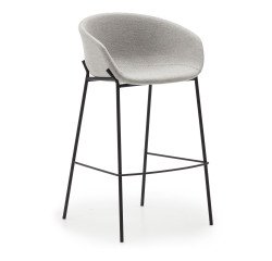 Taburete Yvette gris claro y acero con acabado negro altura 74 cm