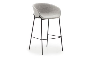 Taburete Yvette gris claro y acero con acabado negro altura 74 cm