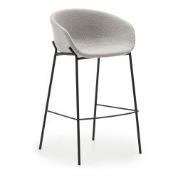 DE_Tabouret Yvette gris clair et acier noir hauteur 74 cm