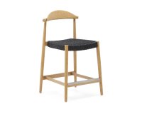 Taburete Nina de madera maciza de acacia acabado natural y cuerda negro altura 62 cm