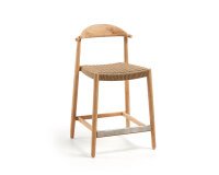 Taburete Nina de madera maciza de acacia y cuerda beige altura 62 cm