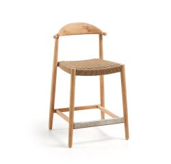Taburete Nina de madera maciza de acacia y cuerda beige altura 62 cm