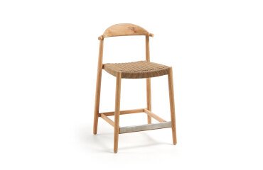 Taburete Nina de madera maciza de acacia y cuerda beige altura 62 cm
