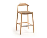Taburete Nina de madera maciza de acacia y cuerda beige altura 76 cm