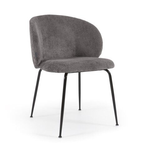 Minna chenille chair with steel legs