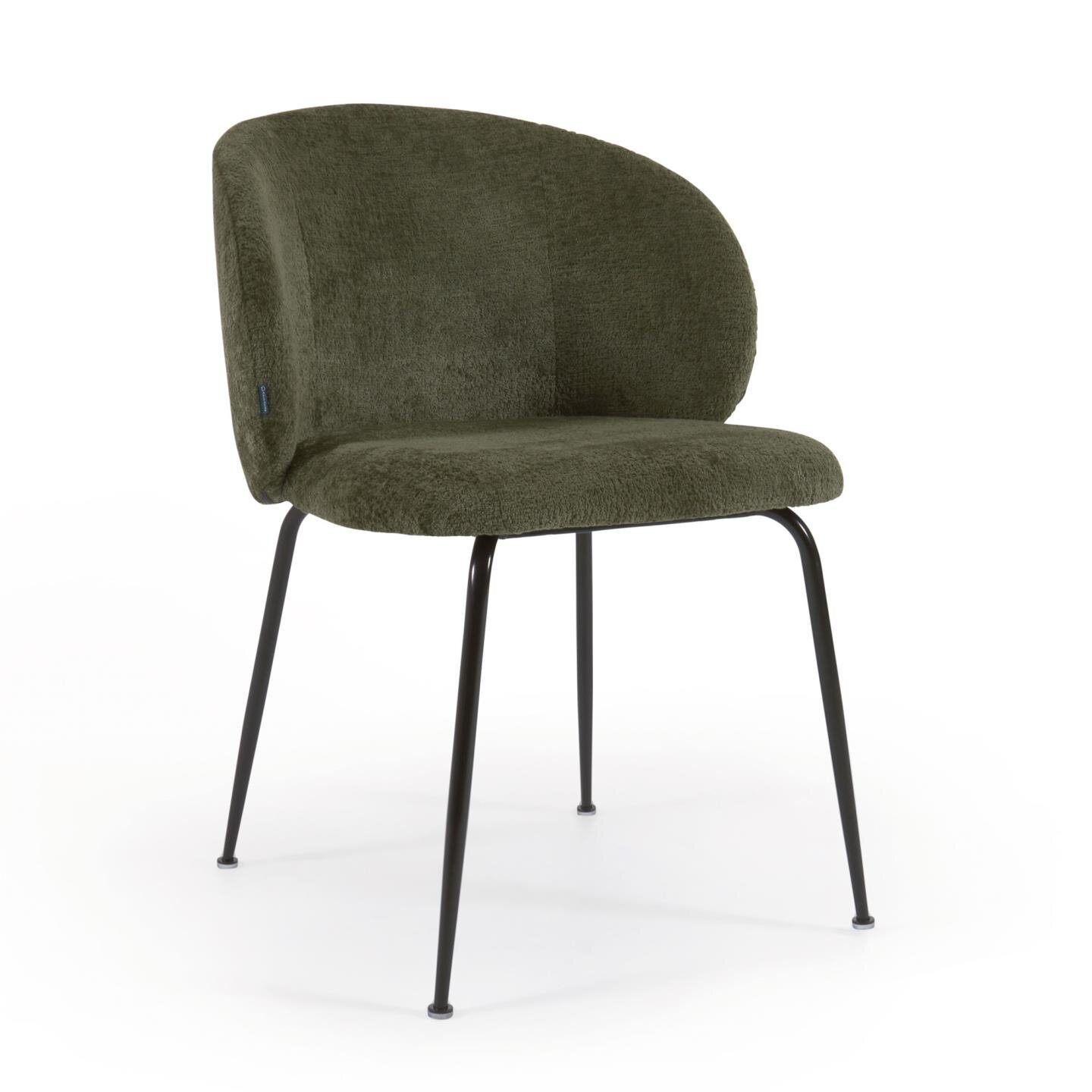 Minna chenille chair with steel legs