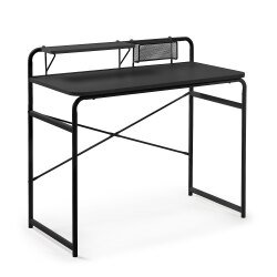 DE_Bureau Foreman en mélamine finition noire et pieds en acier noir 98 x 46 cm