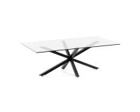 Mesa de centro Argo 130 x 70 cm cristal patas de acero acabado negro