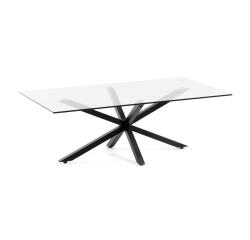 Mesa de centro Argo 130 x 70 cm cristal patas de acero acabado negro