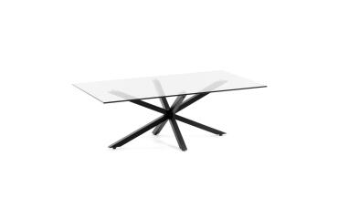 Mesa de centro Argo 130 x 70 cm cristal patas de acero acabado negro
