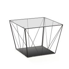 Table basse Tilo en verre et structure en acier noir 60 x 60 cm