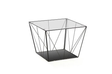 Table basse Tilo en verre et structure en acier noir 60 x 60 cm