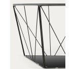 Mesa de centro Tilo cristal y estructura de acero acabado negro 60 x 60 cm