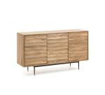 Buffet Delsie 3 portes en bois d'acacia massif et acier peint noir 147 x 81 cm