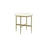 Table d'appoint Elisenda en verre blanc et structure en acier finition dorée Ø 50 cm
