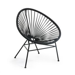 Fauteuil Samantha - corde - structure acier galvanisé noir