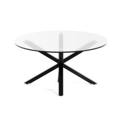 Mesa de centro Full Argo Ø 82 cm cristal patas de acero acabado negro
