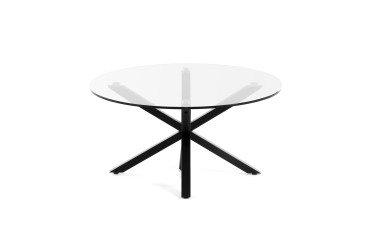 Mesa de centro Full Argo Ø 82 cm cristal patas de acero acabado negro