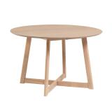 Table ronde extensible Maryse 70(120)x75cm contreplaqué de chêne et pieds hévéa massif