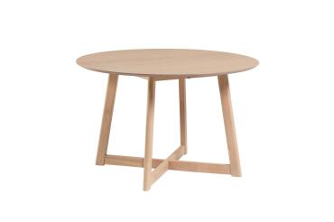 Table ronde extensible Maryse 70(120)x75cm contreplaqué de chêne et pieds en hévéa massif