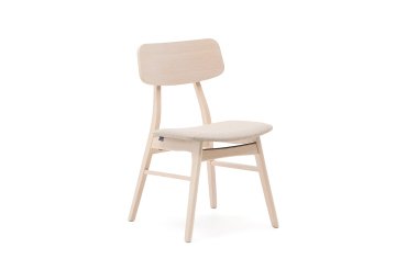 DE_Chaise Selia en bois d'hévéa massif et placage de chêne avec revêtement gris clair