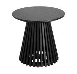 Mesa auxiliar Jeanette de madera maciza de mindi negro Ø 50 cm