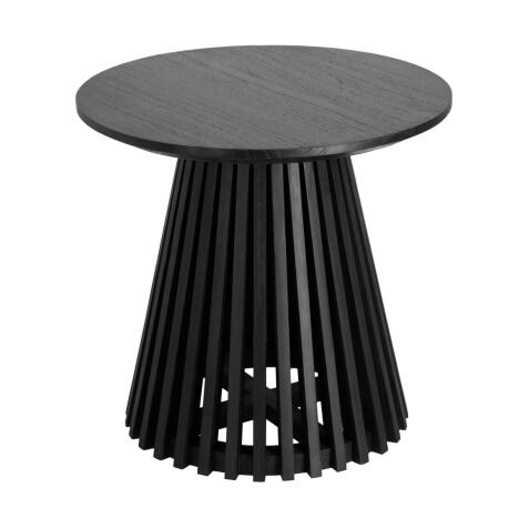 Table d’appoint Jeanette en bois de Mindy massif noir Ø 50 cm