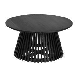 Mesa de centro Jeanette de madera maciza de mindi negro Ø 80 cm