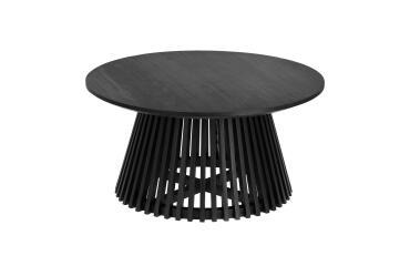 Mesa de centro Jeanette de madera maciza de mindi negro Ø 80 cm