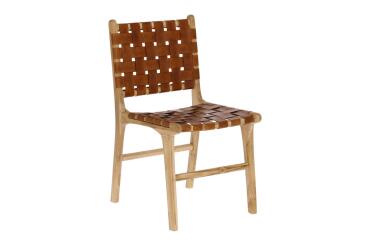 Calixta chair in leather and solid teak