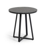 Mesa redonda Tella terrazo negro y patas de acero Ø 70 cm