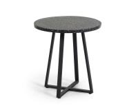 Mesa redonda Tella terrazo negro y patas de acero Ø 70 cm