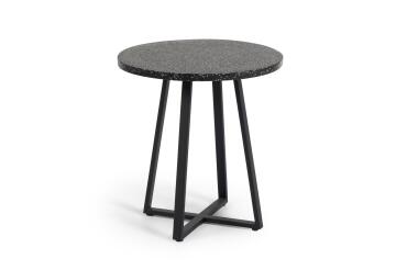 Table ronde Tella - structure terrazzo noir et pieds en acier Ø 70 cm