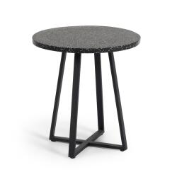 Table ronde Tella - structure terrazzo noir et pieds en acier Ø 70 cm