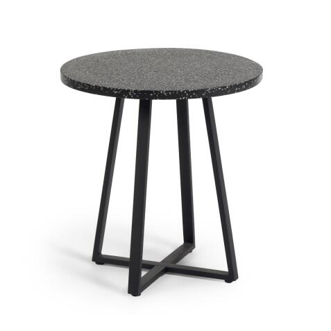 Tella ronde terrazzo tafel in zwart met stalen poten Ø 70 cm