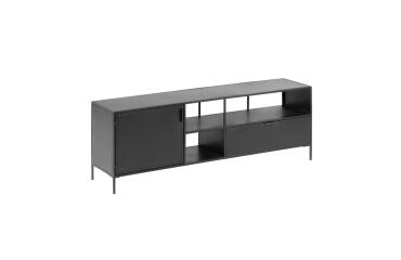 Mueble TV Shantay 1 puerta y 1 cajón de metal con acabado pintado negro 150 x 50 cm