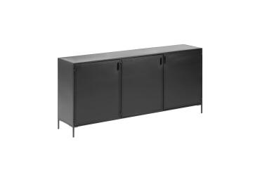 Buffet Shantay 3 portes en acier finition peint noir 160 x 72 cm