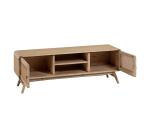 Nalu 2 door solid white cedarwood & rattan TV stand, 150 x 50 cm