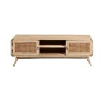 Nalu 2 door solid white cedarwood & rattan TV stand, 150 x 50 cm