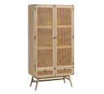 Armario Nalu de madera maciza de mindi y ratán 90 x 175 cm