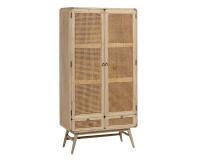 Armario Nalu de madera maciza de mindi y ratán 90 x 175 cm