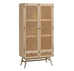 Armario Nalu de madera maciza de mindi y ratán 90 x 175 cm
