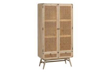 Armario Nalu de madera maciza de mindi y ratán 90 x 175 cm