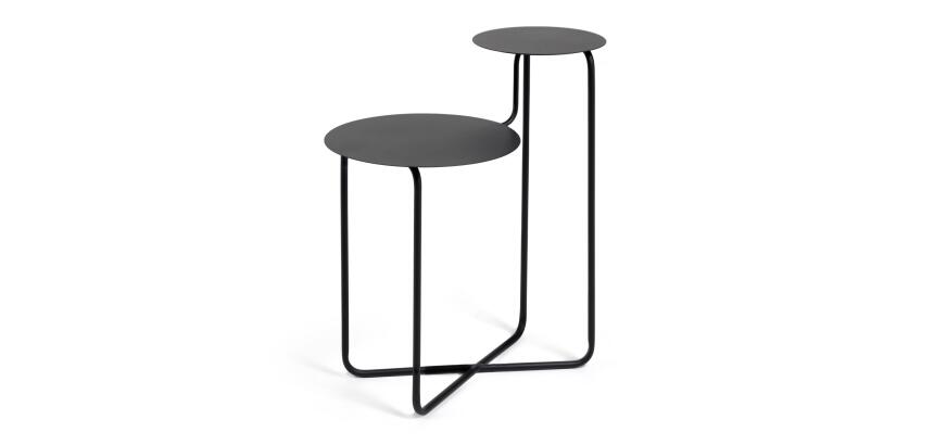Table d'appoint ronde Vidalita métal noir 56,5 x 35 cm