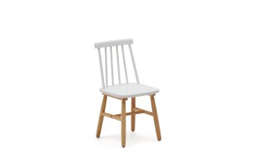 Silla infantil Tressia madera maciza caucho con acabado blanco y natural