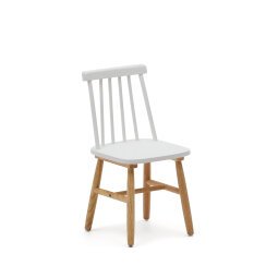 Tressia kids chair in solid rubber wood with white and natural finish