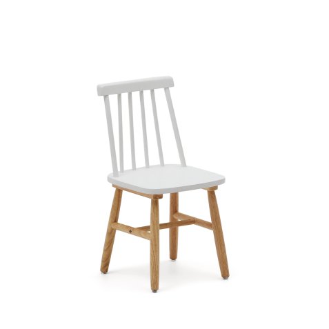 Silla infantil Tressia madera maciza caucho con acabado blanco y natural