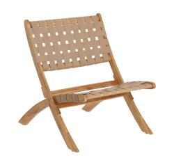 Sillón plegable Chabeli madera maciza acacia y cuerda beige FSC 100%